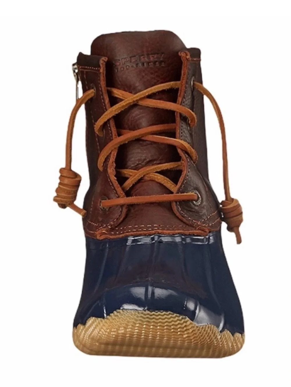 🦆🦆 NEW Sperry Navy Rubber and Brown Leather Saltwater Duck Boots 🦆🦆
